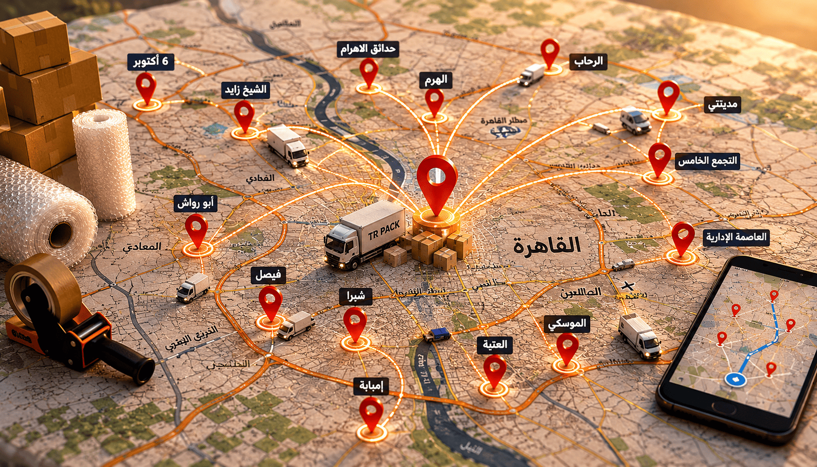 مناطق خدمة TR Pack داخل القاهرة الكبرى
