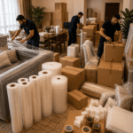 باقة تغليف Heavy Duty للفيلات تشمل رول كرتون خام واسترتش صناعي وكراتين قوية