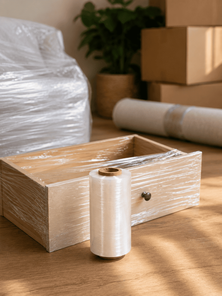 تثبيت درج أثاث باستخدام الميني استرتش للحفاظ على إغلاقه أثناء التحريك والعزال