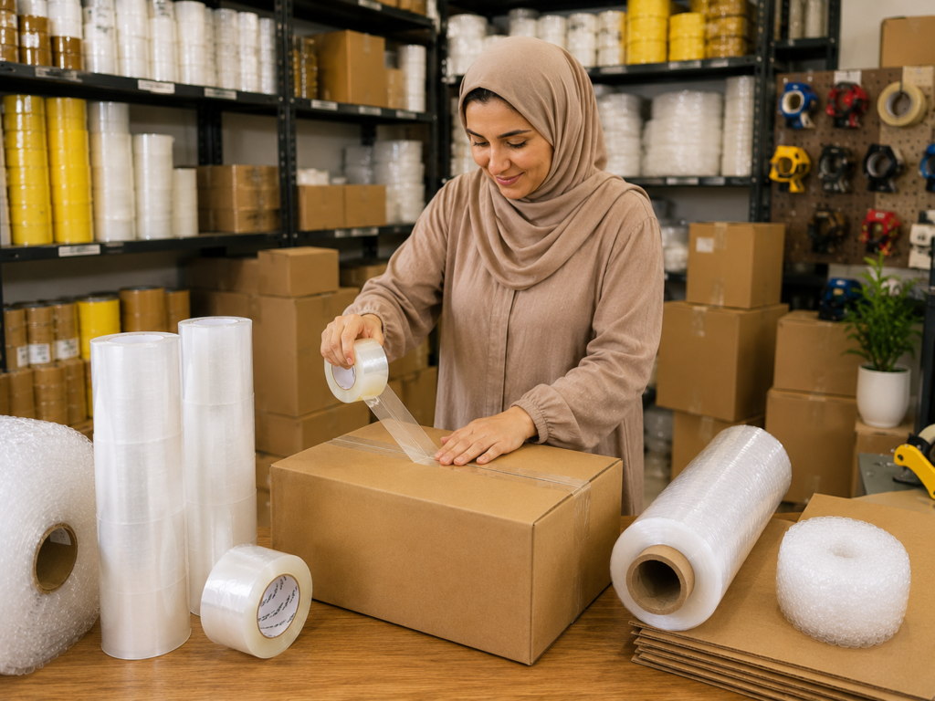 تطبيق السلوتب التايواني العريض على كرتونة جامبو كبيرة أثناء عملية الغلق