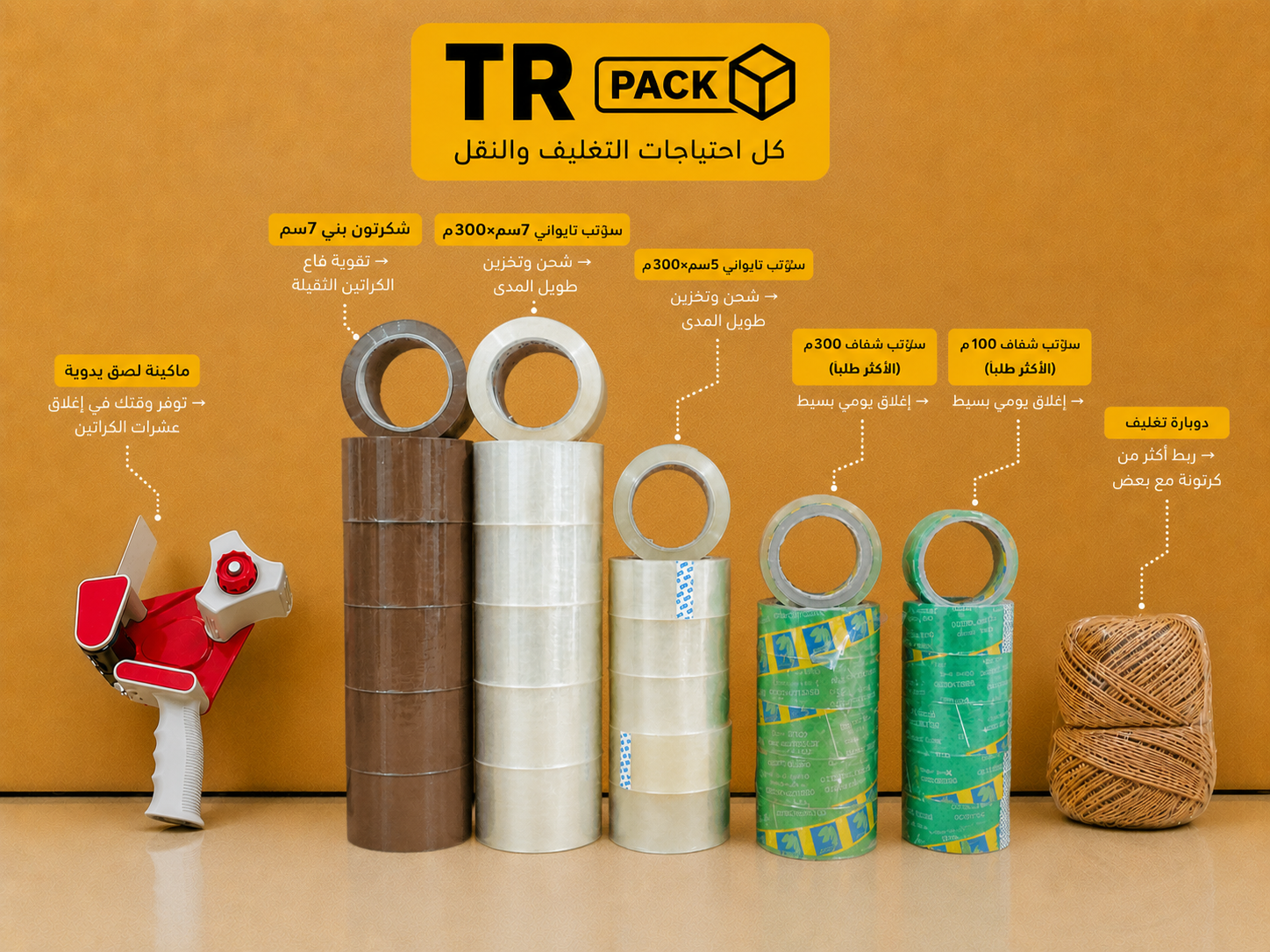 أدوات التثبيت والأشرطة اللاصقة من TR Pack